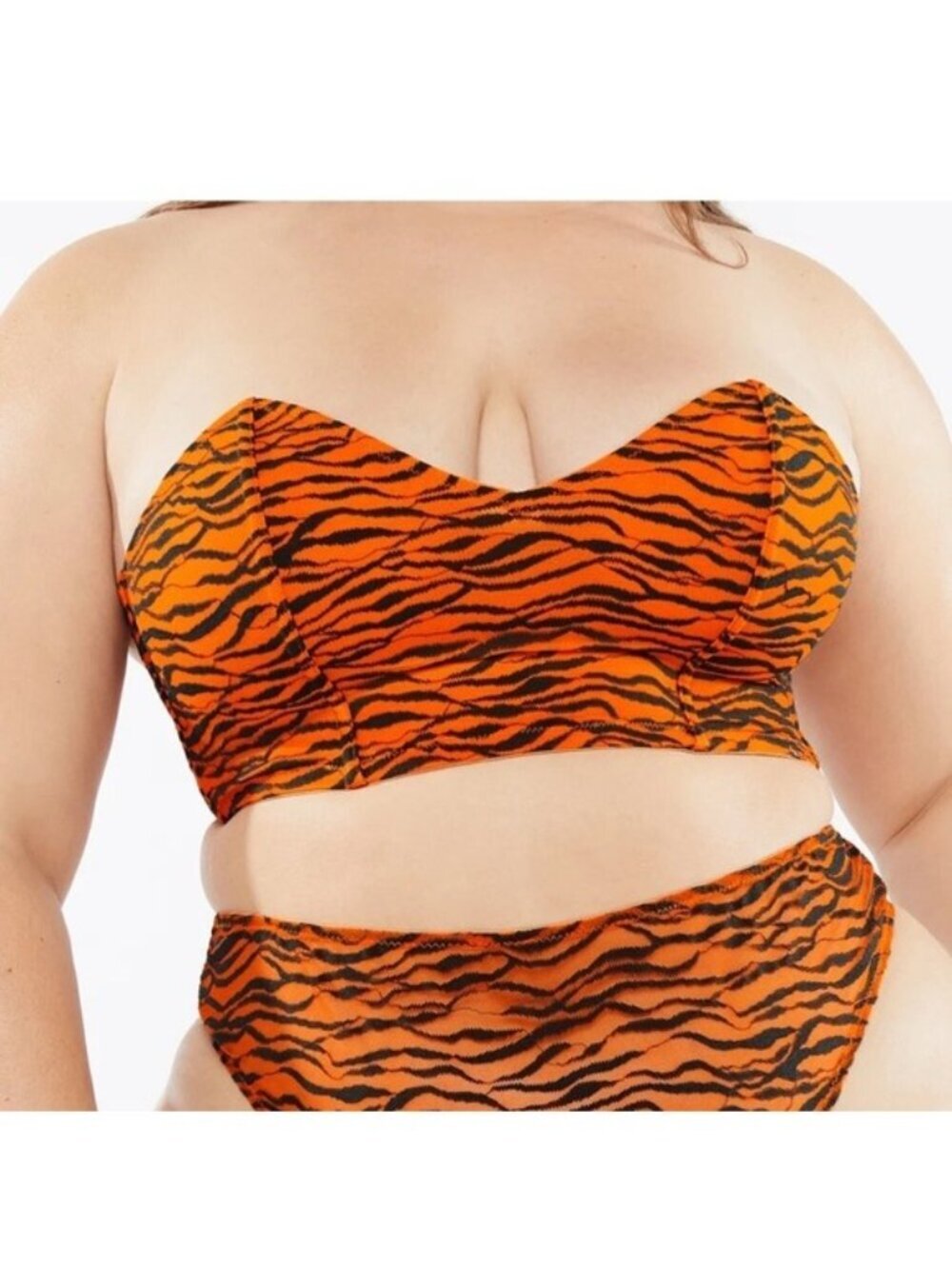 Savage X Fenty Orange Black Bold Tiger Print Bandeau Top - I have it in 2x & 3x